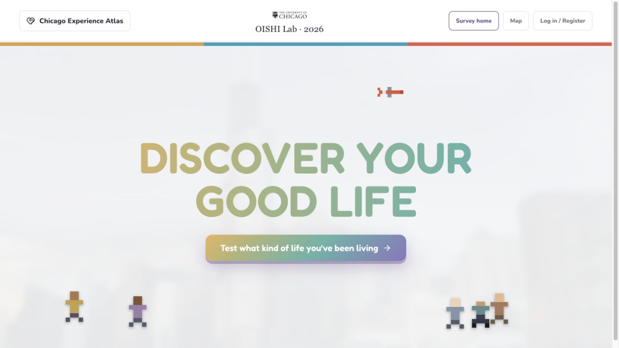 Atlas welcome screen: Discover your good life, with a button to begin the assessment.